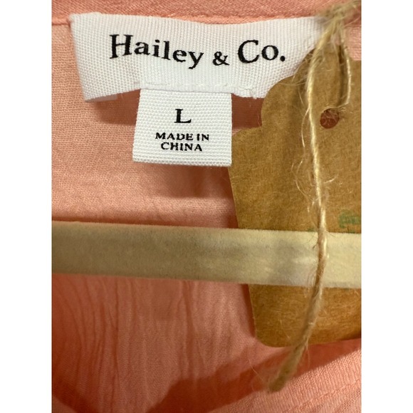 Hailey & Co Blush Pink Long Sleeve Boho Peasant Top Blouse NWT Size Large - Picture 5 of 7